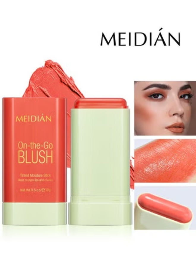 Meidián On The Go Blush Stick, The Moisture Stick Cream Colour For Cheeks,Highlighting ​Color Silky Powder Blusher Stick Natural Glow Silly Blusher Light and Soft Feeling, Coral Orange - Image 1